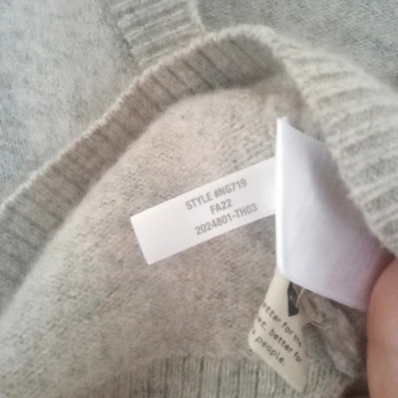 Madewell Wiltshire V-Neck Pullover Wool Blend Sweater Oatmeal Size Small - Picture 4 of 5